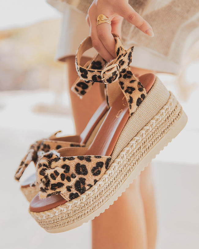 Sandale femme compensée CUIR léopard - MJNP98