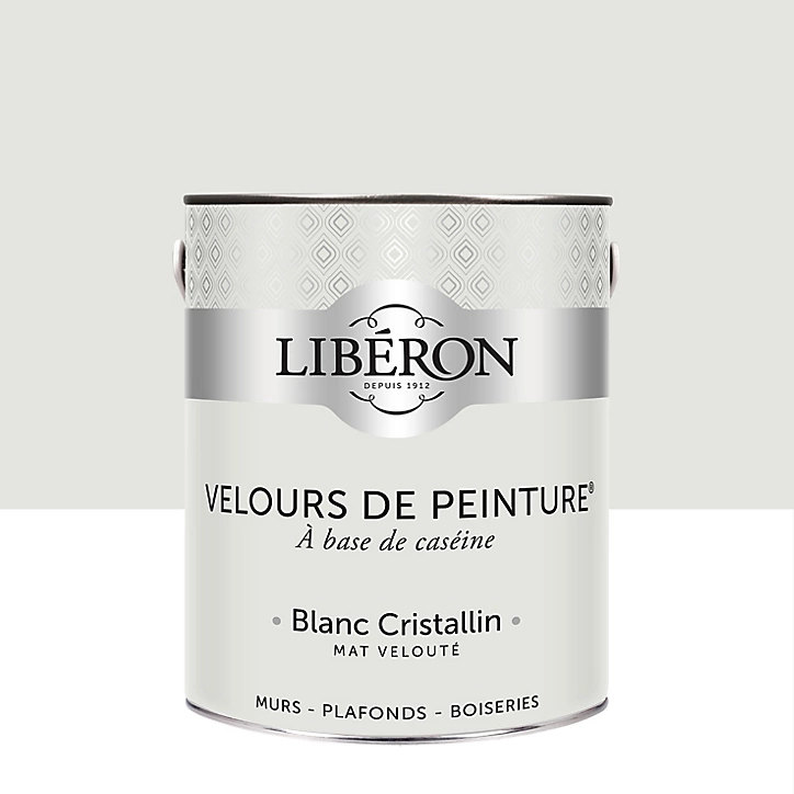 Peinture murs, plafonds et boiseries Velours de peinture blanc cristallin Libéron 2,5L