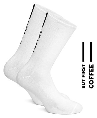 Chaussettes Çois 'But First Coffee' Blanc