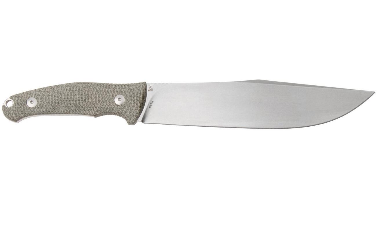 Viper Trail VT4066CG Stonewashed N690, Green Canvas Micarta, vaststaand mes, Jens Anso design