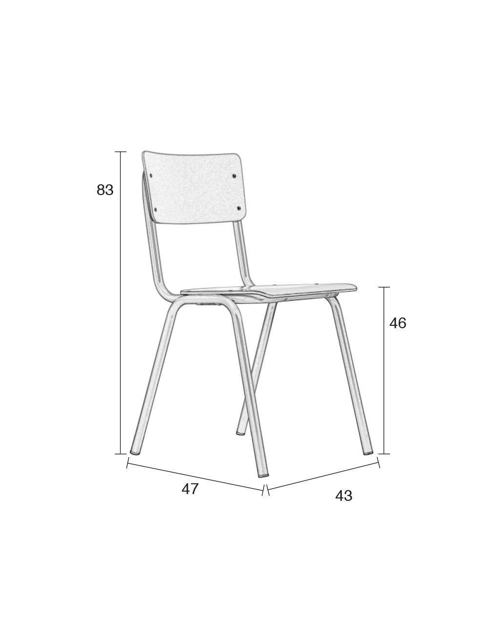 Eetkamerstoel Back to School Grijs (set van 4)