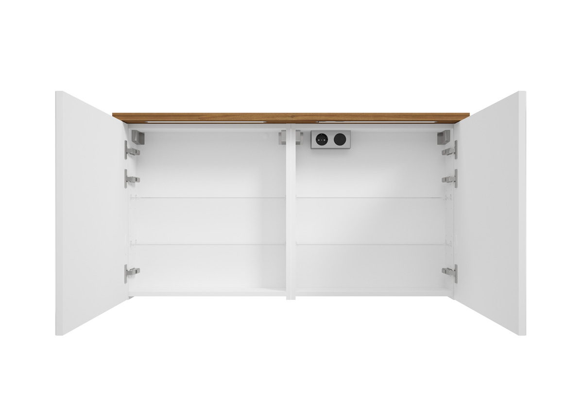 Fontana Grado spiegelkast met verlichting 117cm 2 deuren walnoot