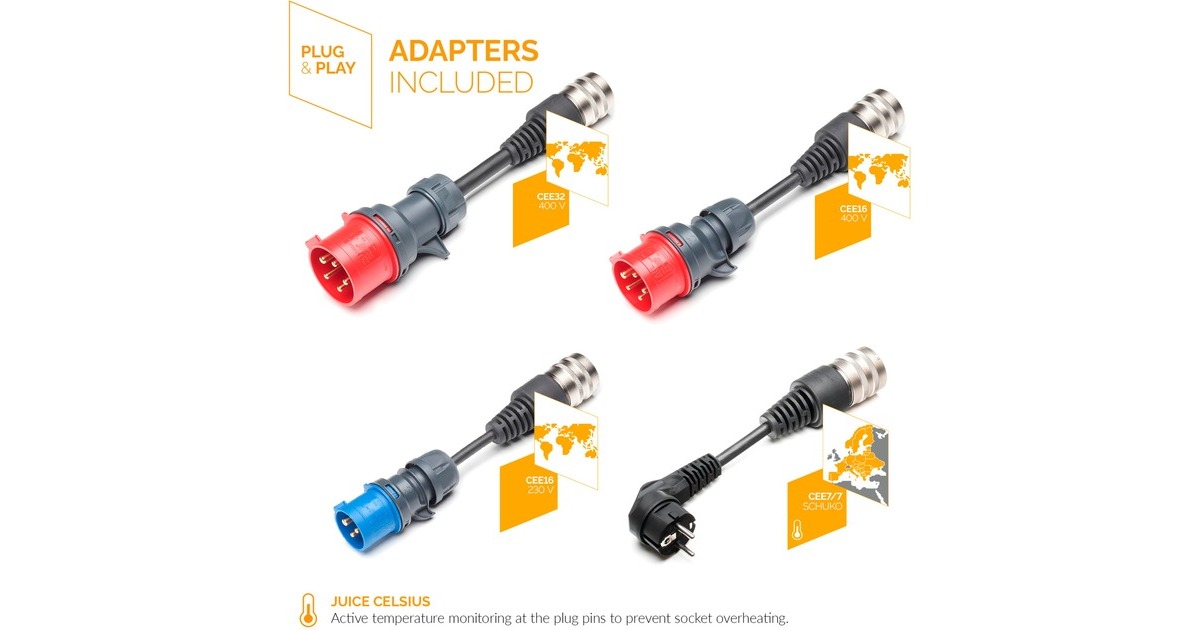 Juice TechnologyJUICE BOOSTER 3 air Country EU traveller set laadpaal  (Antraciet/zwart, 1,4 - 11 kW, 3,1 meter kabel, WLAN, BT)