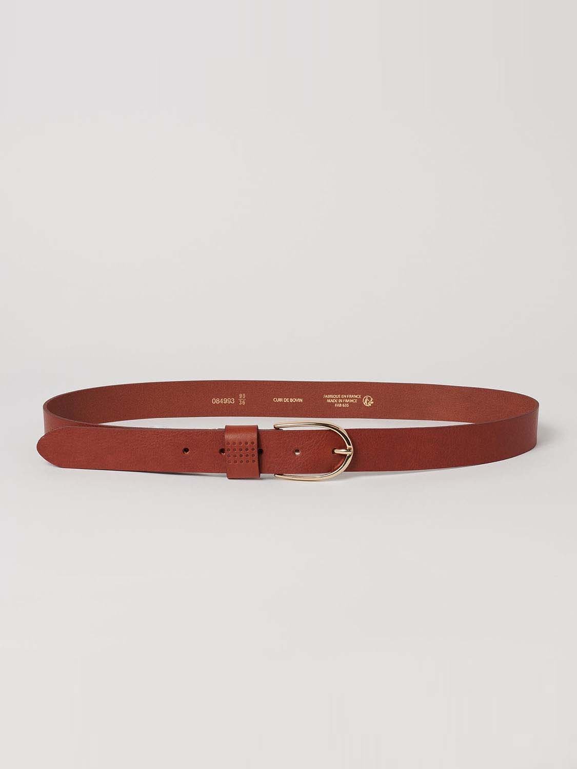 Ceinture Femme Cuir Grainé Acajou