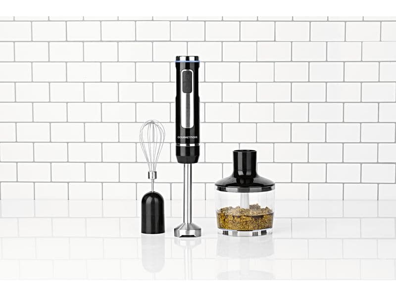 GOURMETmaxx Akku-Stabmixer LED Schwarz Kabelloses Stabmixer-Set