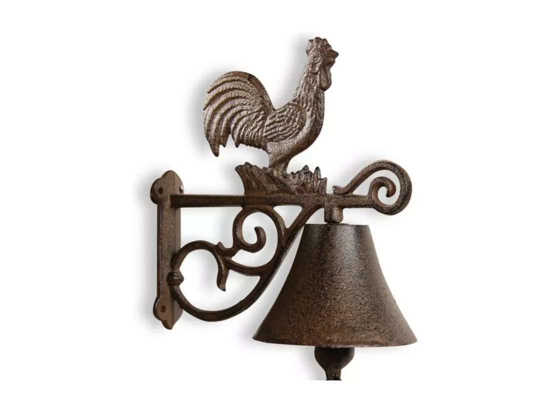 Cloche coq fonte Fonte Marron - Décoration d'Autrefois