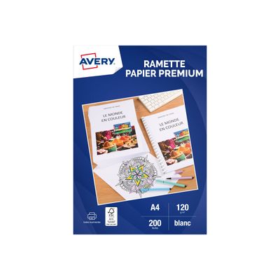 Avery - Papier blanc Premium - A4 (210 x 297 mm) - 120 g/m² - Ramette de 200 feuilles