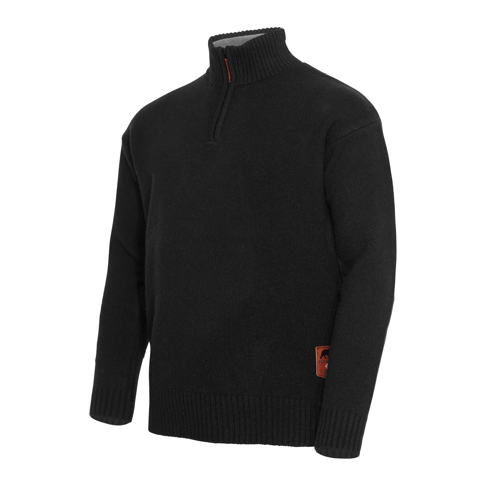 Gridarmor Men's Snøkrystall Solid Half Zip Ullgenser Black Beauty