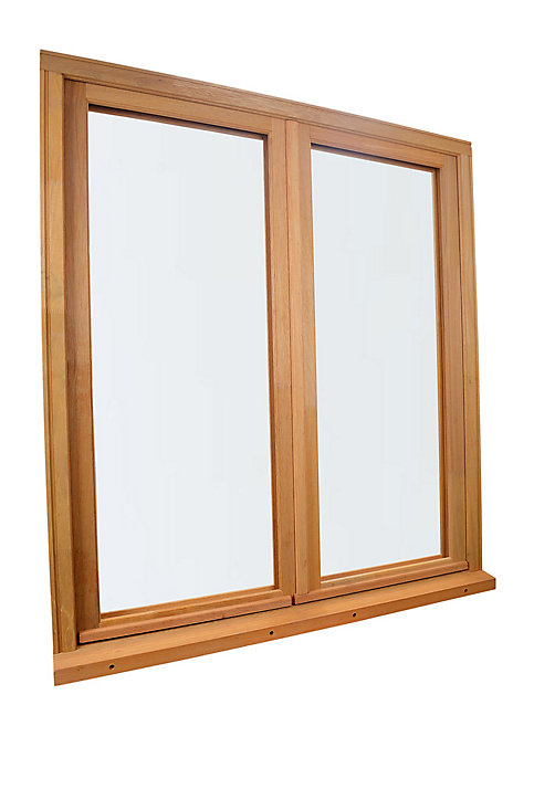 Fenêtre bois 2 vantaux GoodHome - l.120 x h.135 cm, tirant droit