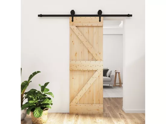 Porte coulissante et kit de quincaillerie 70x210 cm pin massif