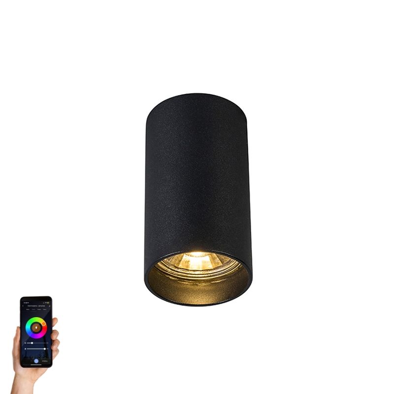 Smart moderne spot zwart incl. WiFi GU10 - Tuba