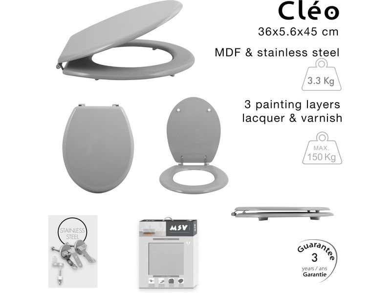 MSV Toilettensitz Grün WC-Sitz aus MDF mit Edelstahlscharnieren