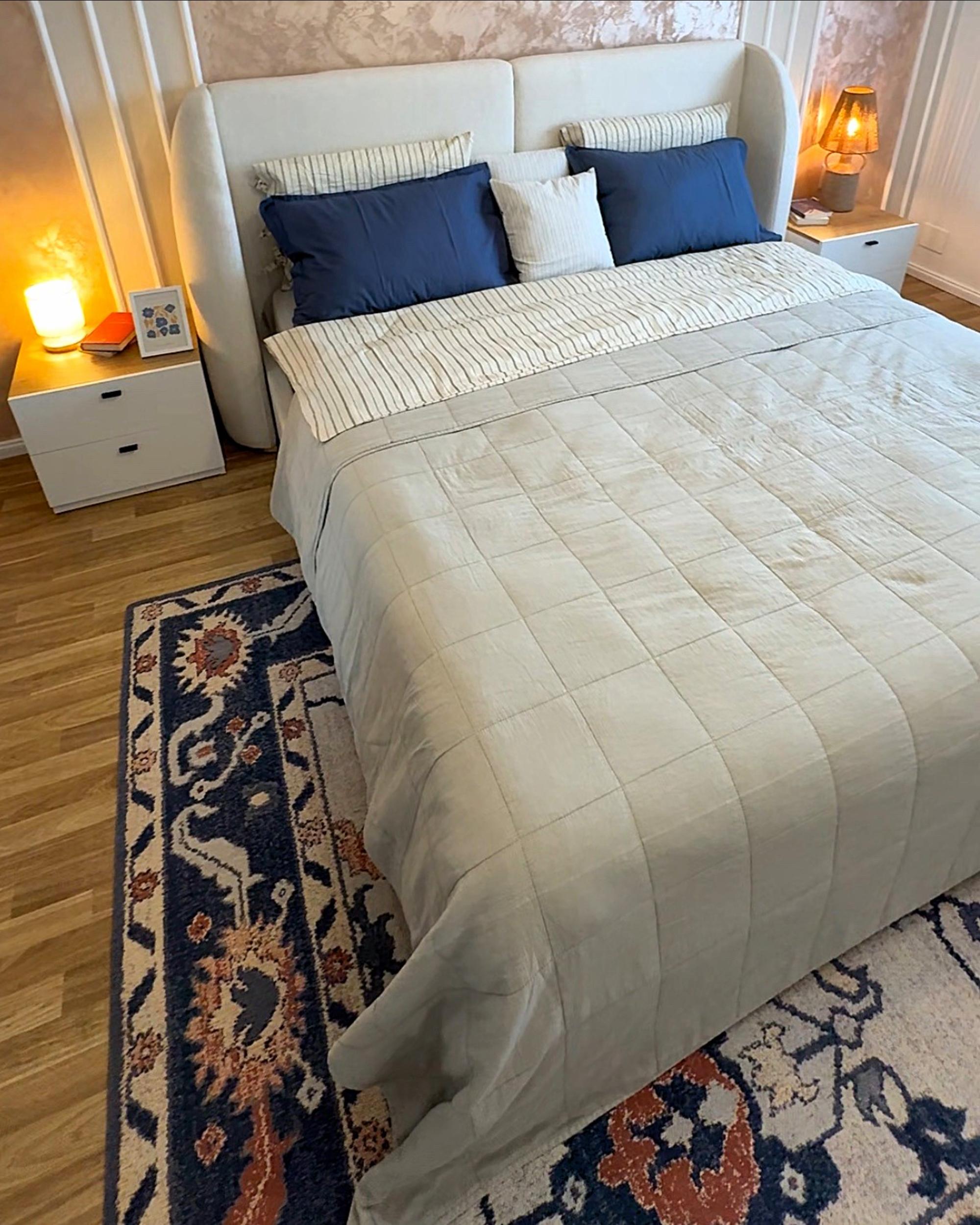 Bed met opbergruimte Stof MONESTIER 180 x 200 cm Gebroken wit