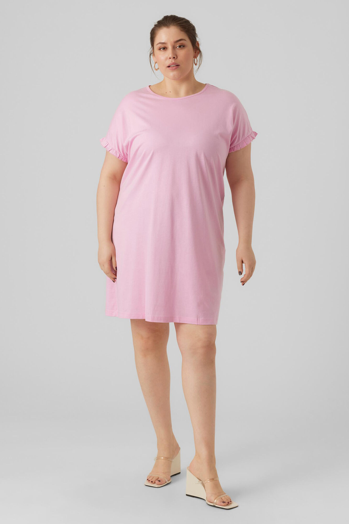 Vestido curto de algodão plus size - Preto