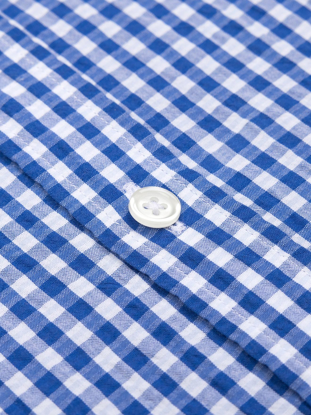 Chemise Jaiden en seersucker bleu - Col Boutonné