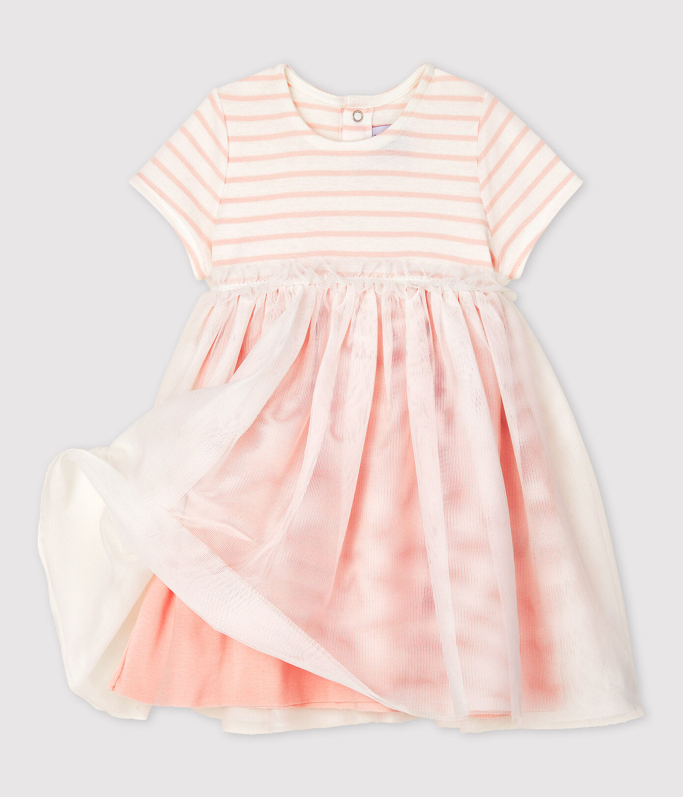 Robe bi-matières manches courtes bébé fille