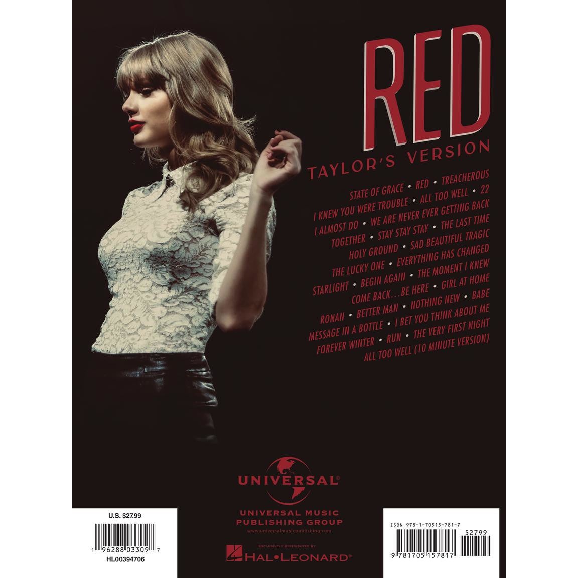 Hal Leonard Taylor Swift Red (Taylor's Version) voor piano, zang en gitaar