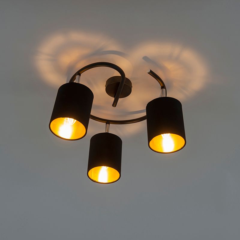 Smart moderne plafondlamp zwart incl. 3 WiFi B35 - Lofty