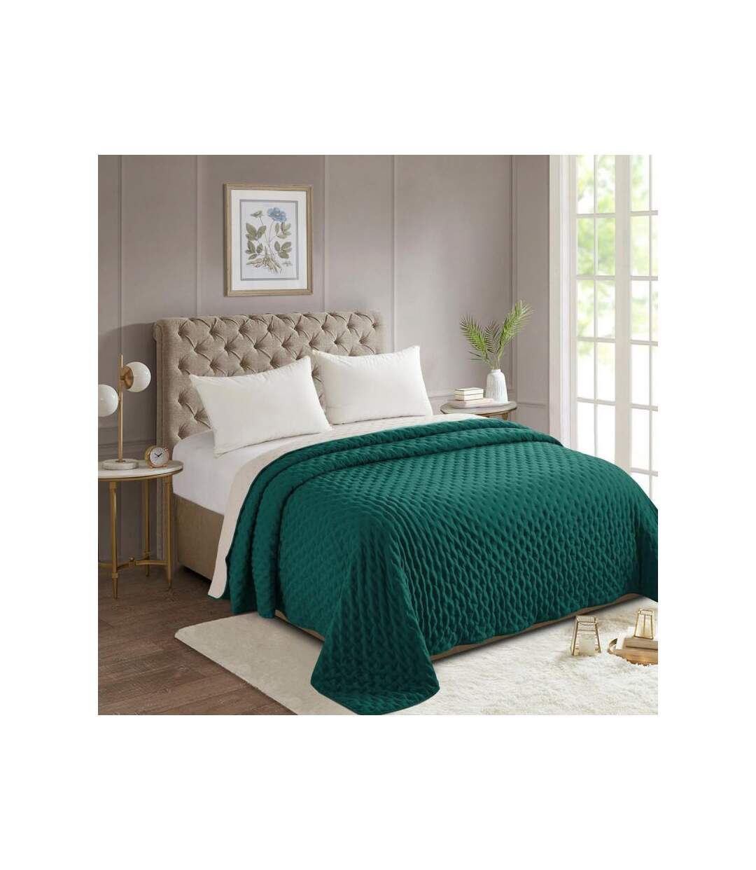 Dessus de Lit Lave 240x260cm Bleu Canard