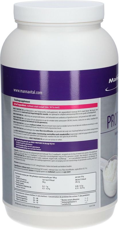 Mannavital Whey Proteine 94 Poeder 900 Gr