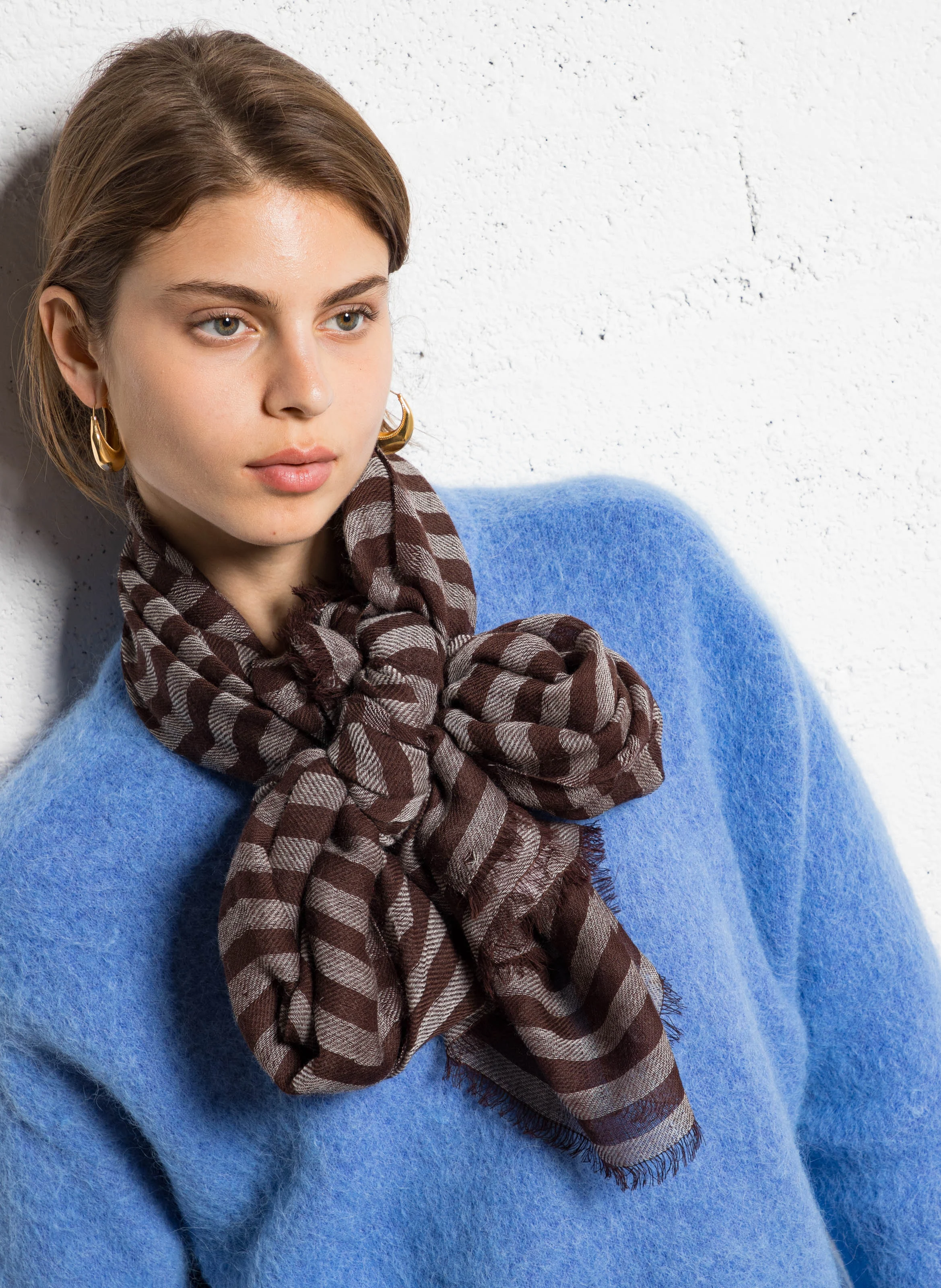 TELIO - Foulard en laine mélangée | Marron