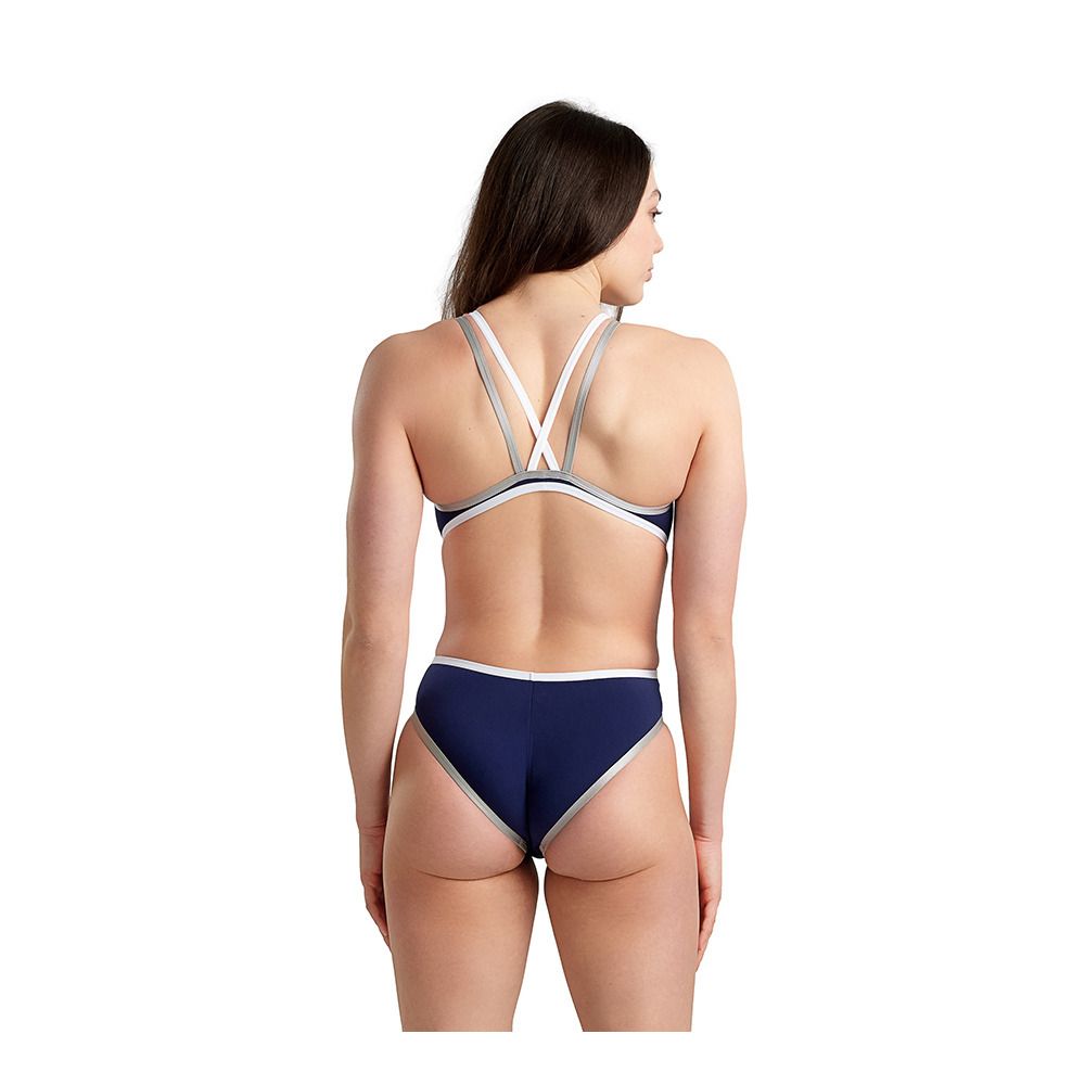 Arena ONE DOUBLE CROSS BACK - Maillot de bain 1 pièce Femme navy/white/silver