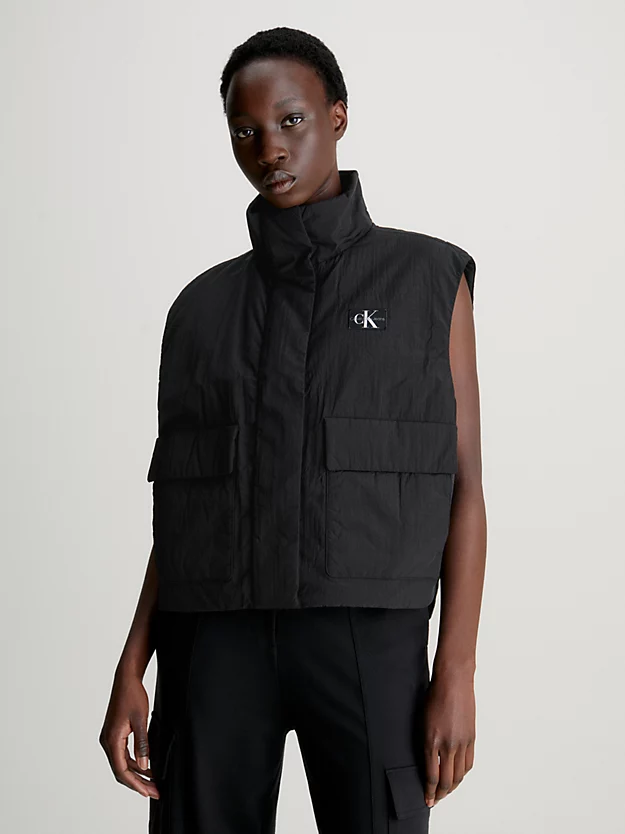 Colete acolchoado de nylon com modelagem folgada
