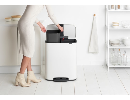 BRABANTIA - Poubelle à pédale Bo Pedal Bin, 2 seaux de 30L - Blanche 211447