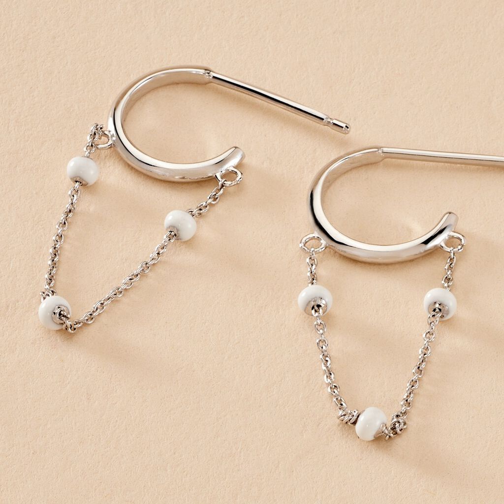 Créoles Polka Argent Blanc