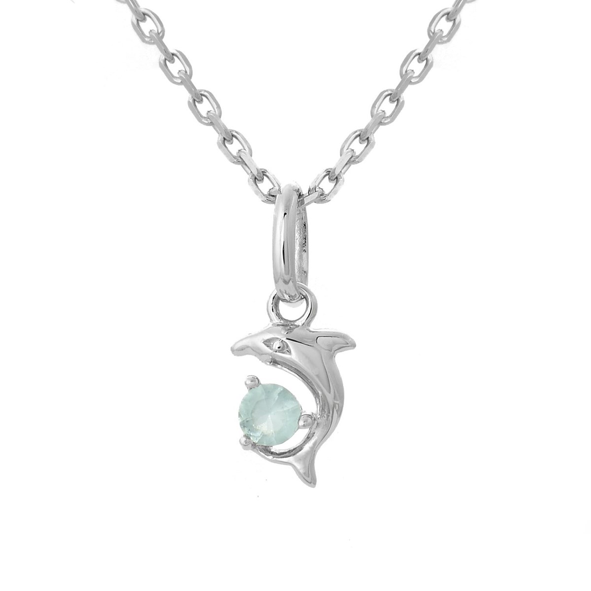 Collier dauphin cristal bleu Argent 925 Rhodié