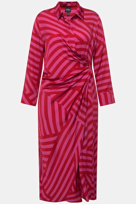 Maxikleid, Streifenmix, Hemdkragen, Langarm, Lyocellmix