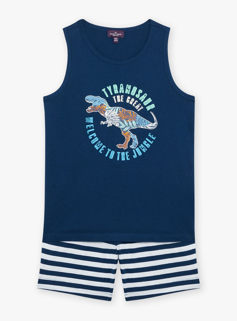 Débardeur et short bleu marine et blanc en jersey