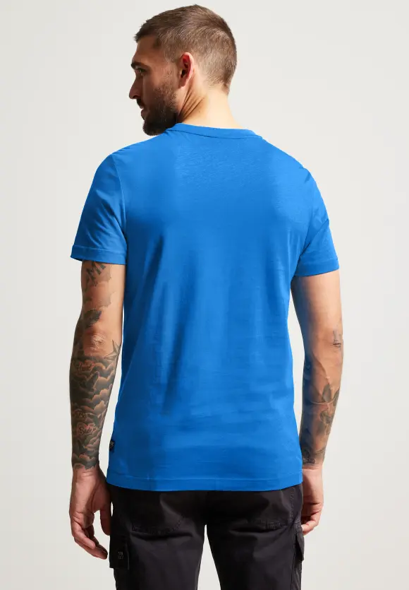 Basic T-Shirt in Unifarbe - electric blue