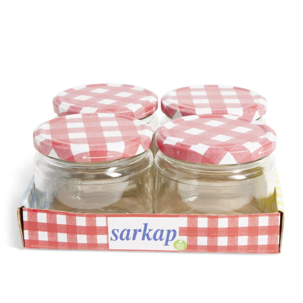 Lot de 4 pots à confiture acier et verre Ø7,5xH8,7cm