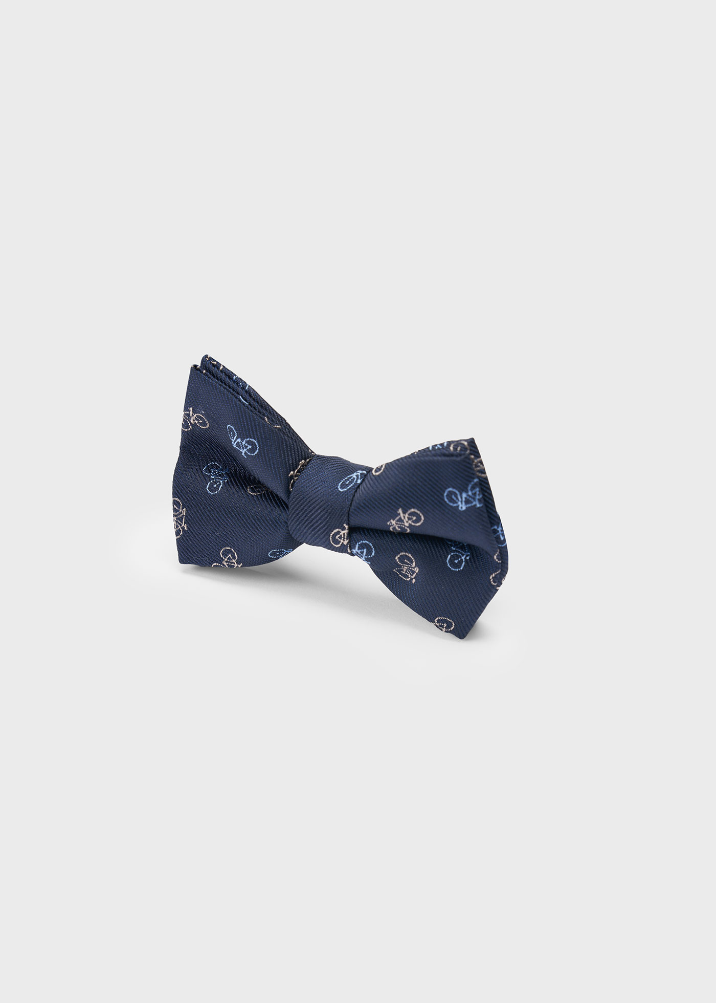 Gravata borboleta azul marinho com estampa de bicicletas para meninos