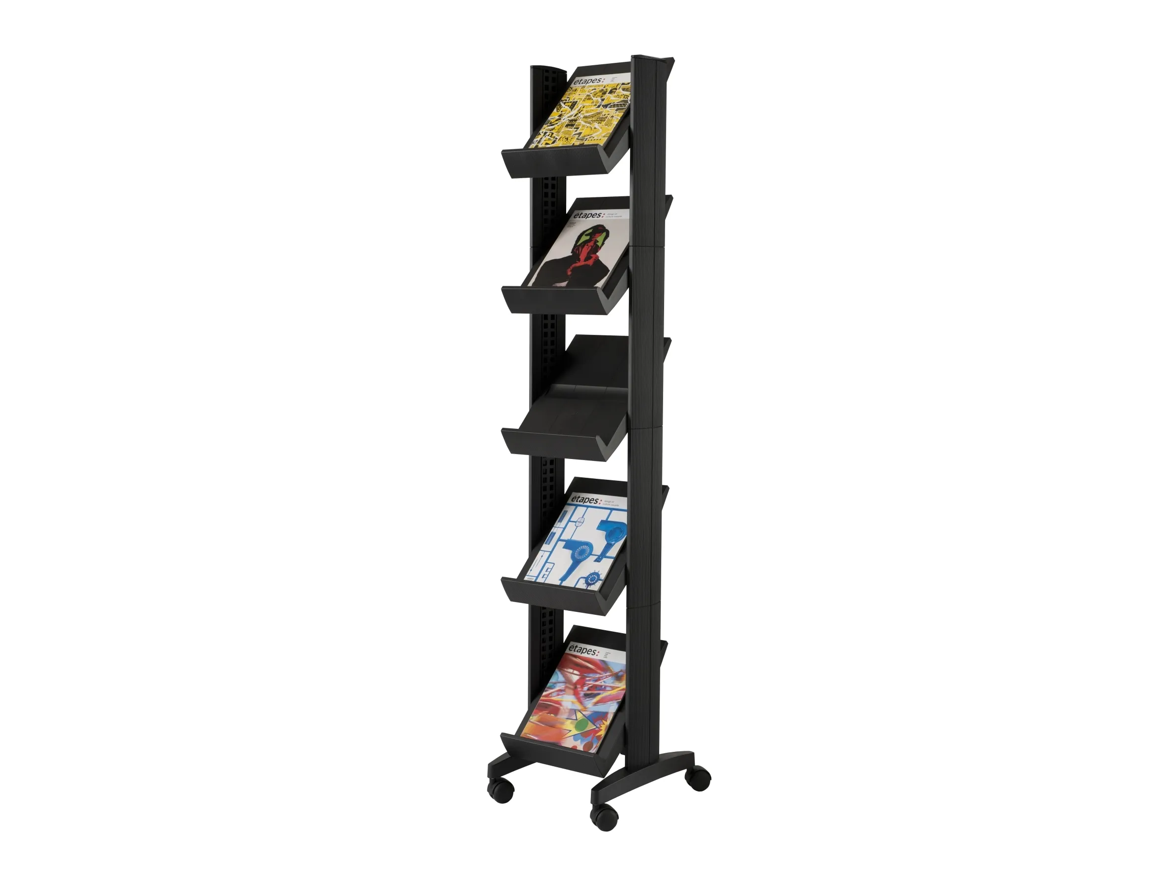Brochurestativ Paperflow® Easydisplays med 5 hylder, sort
