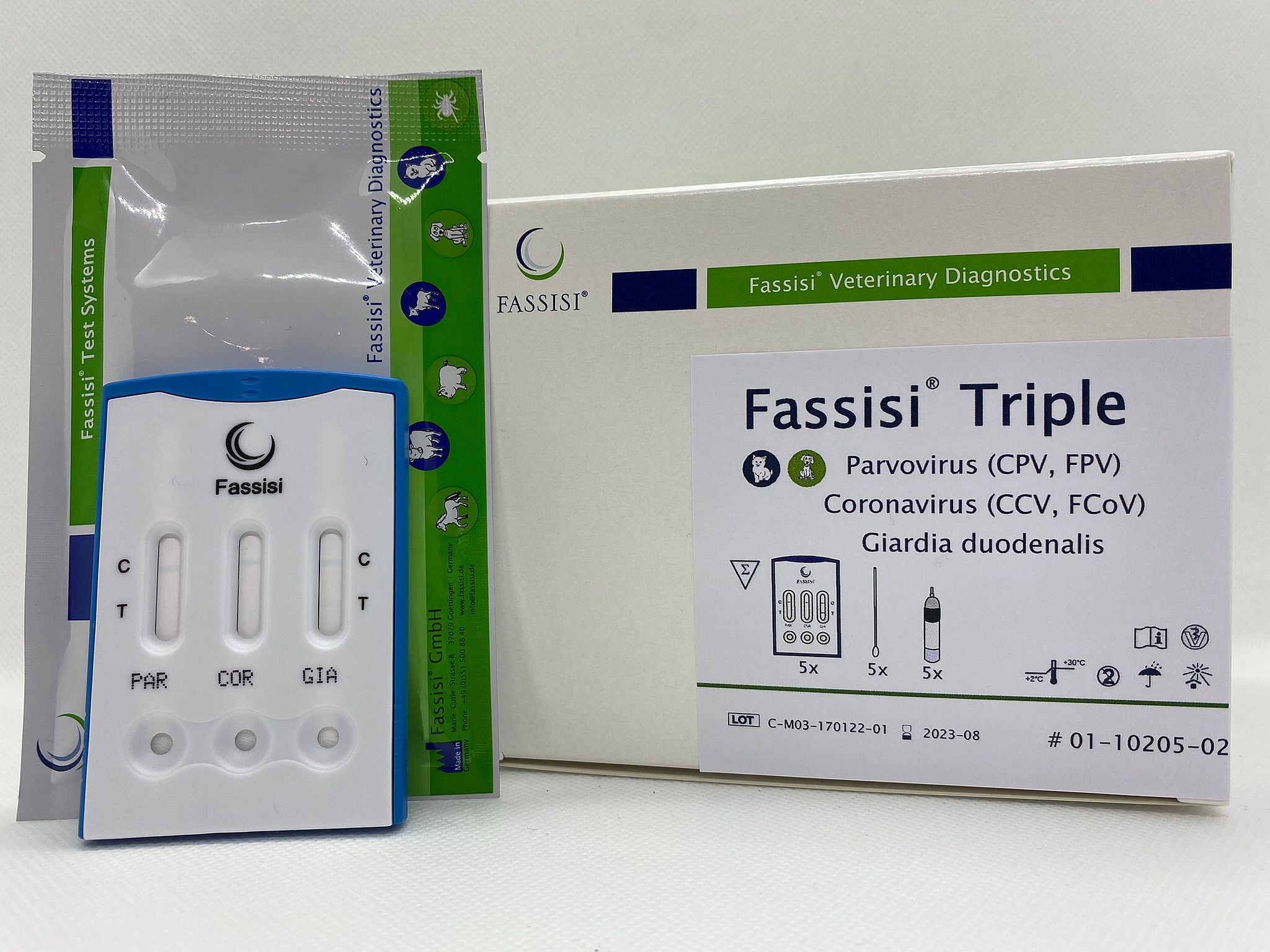 Fassisi Triple Parvo Giardia Corona Ontlasting Sneltest Hond Kat | 1 stuk | 13113