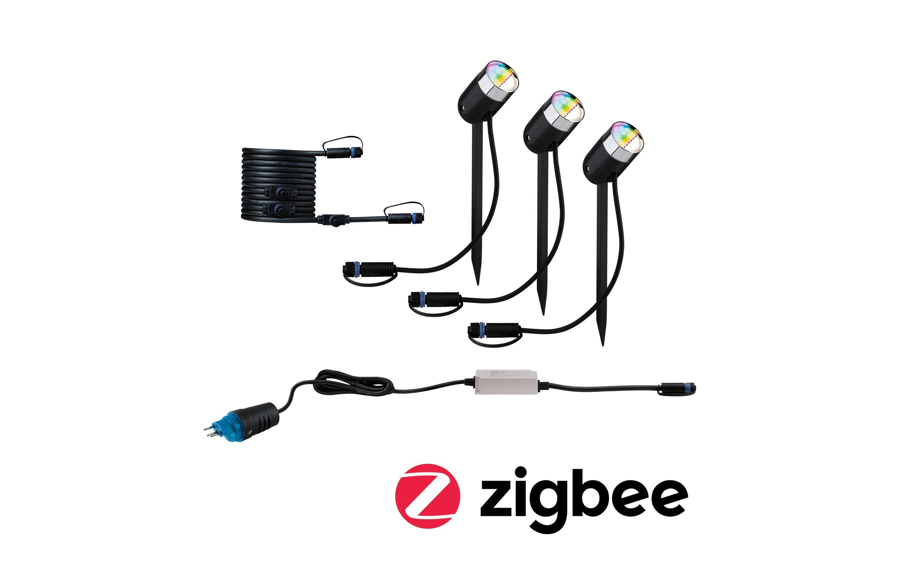 Gartenleuchte Plug & Shine Pike 40° RGBW Basis, ZigBee<br>Starterset für das steuerbare Plug & Shine System