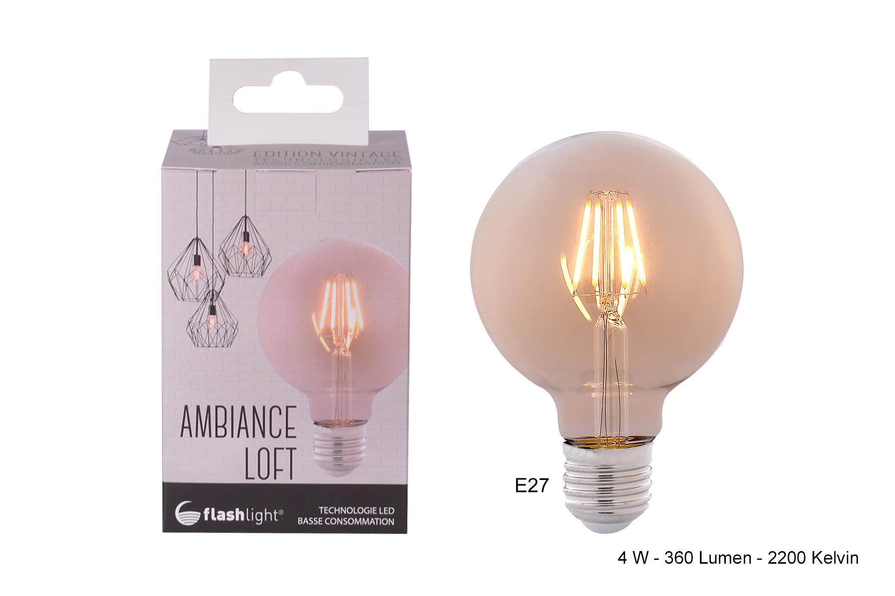 AMPOULE LED G95 AMBREE E27 4W