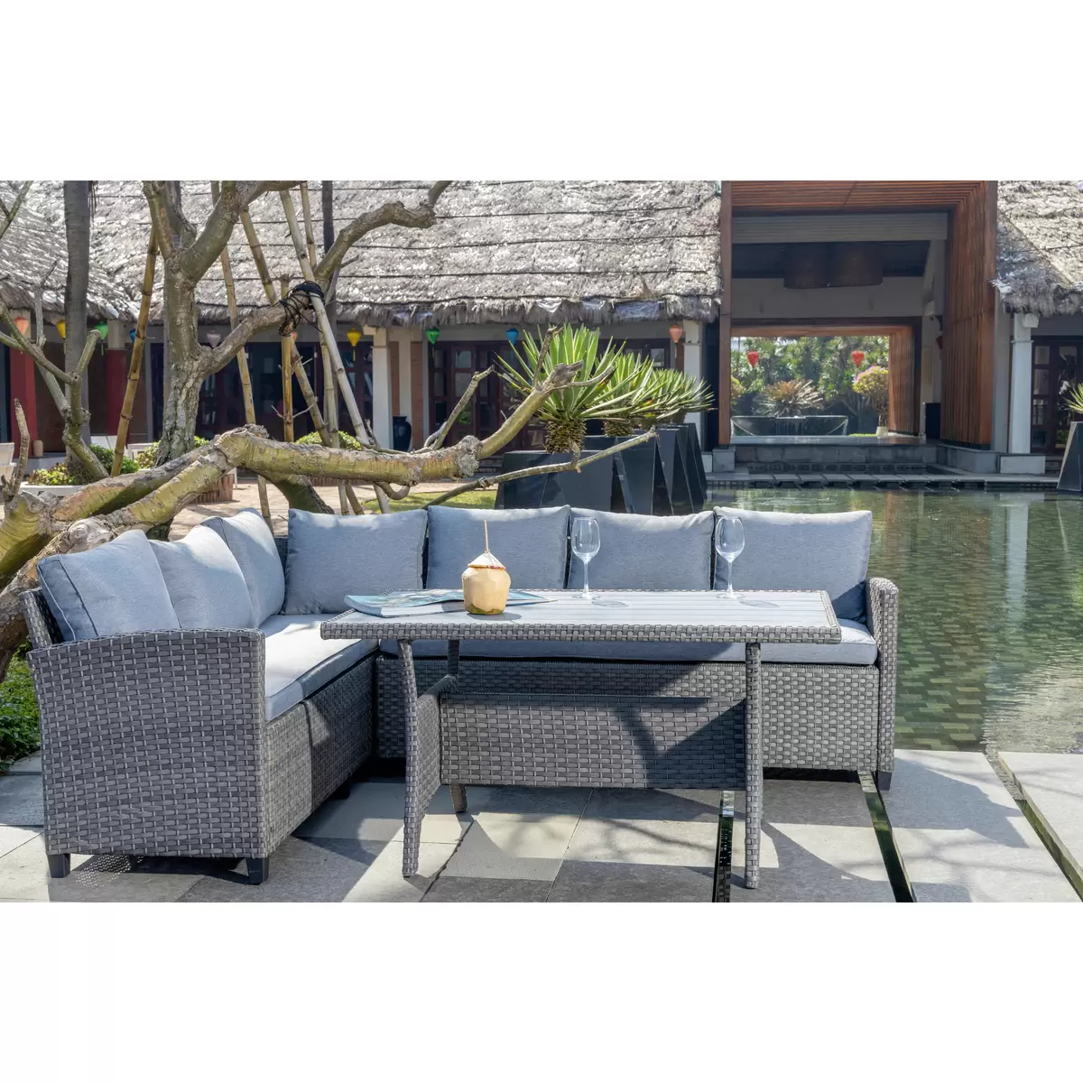 Ondega Gartenlounge Vipora 3-Teilig Links Grau