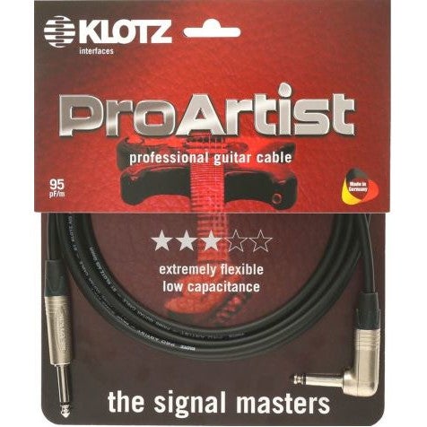 Klotz Pro Artist gitaarkabel jack 2p - jack 2p recht-haaks 3 meter