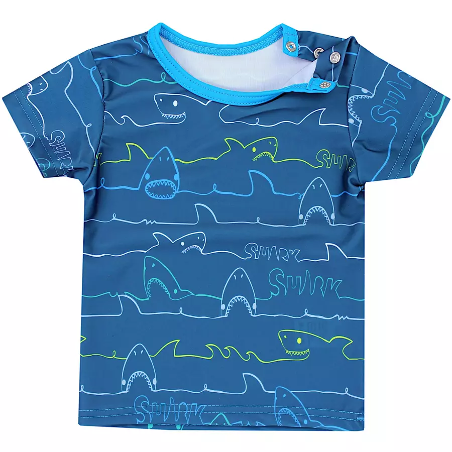 Aquarti Baby Jungen Bade-Set Zweiteiliger Badeanzug T-Shirt Hose blau Modell 1