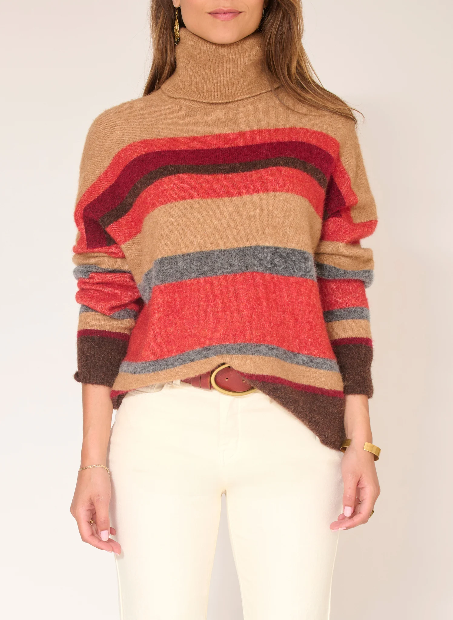 KOSHI - Pull oversize col roulé en laine mélangée | Marron
