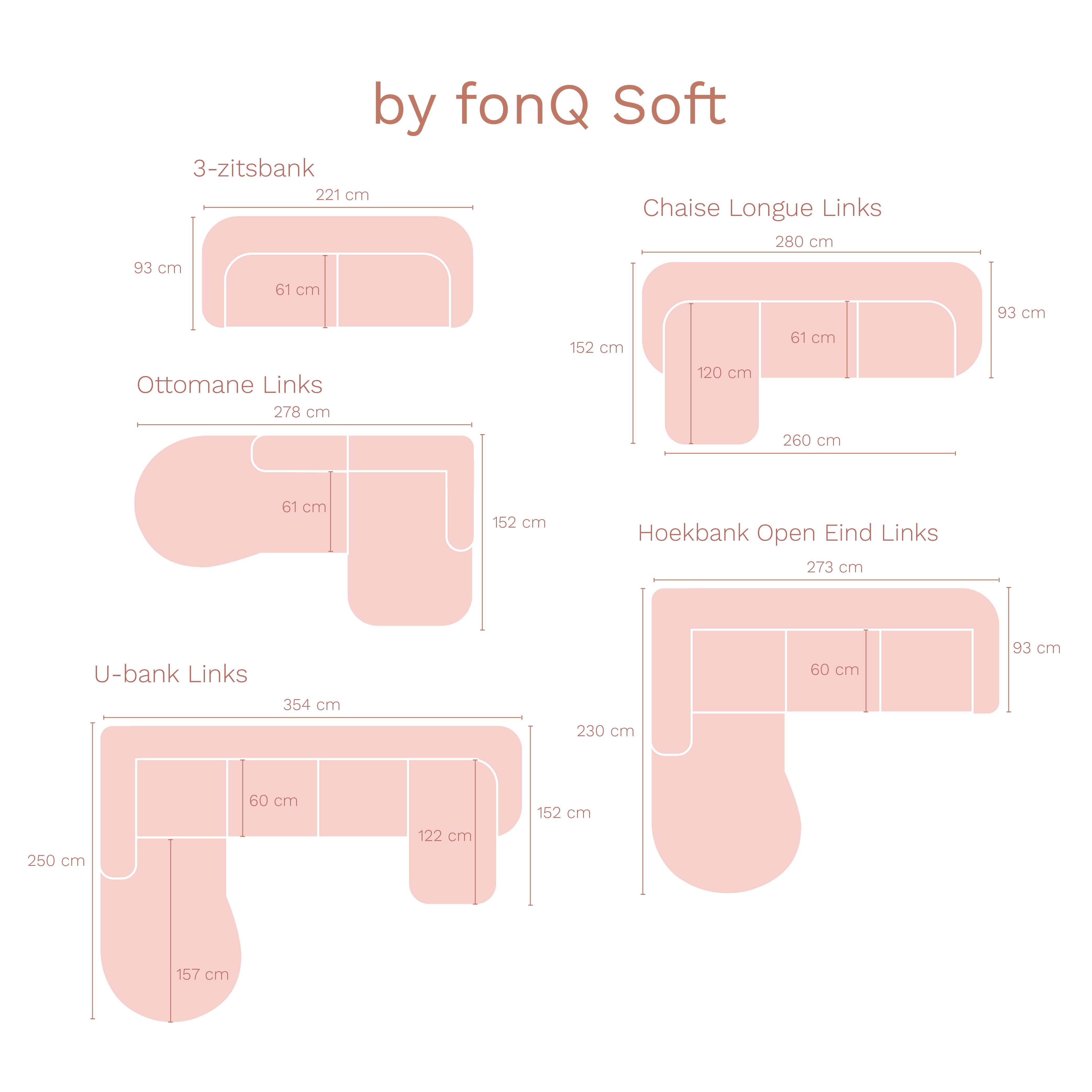 by fonQ Soft Hoekbank Links - Open Eind - Micro Chenille - Oud Roze
