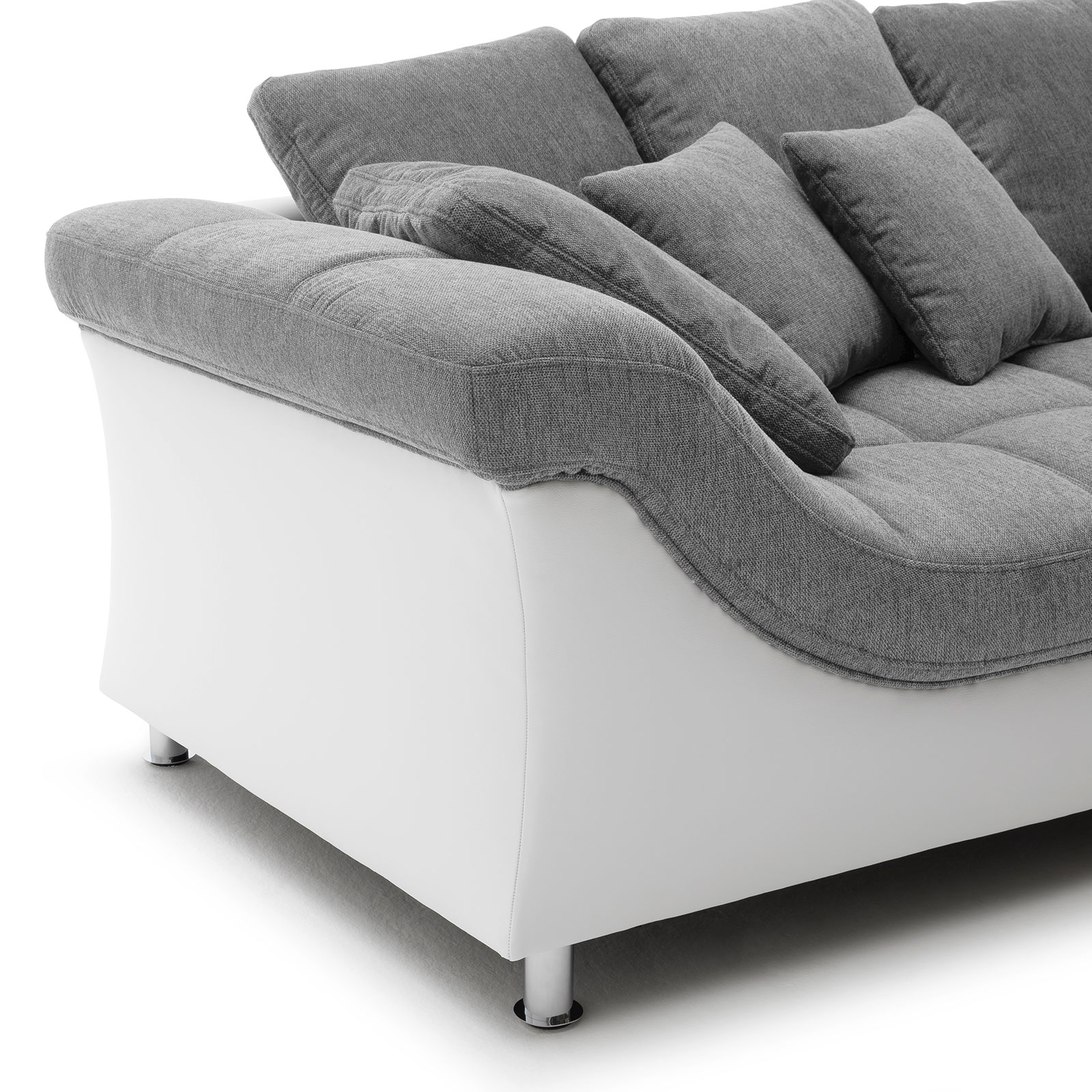 Ecksofa - grau-weiß - beidseitig montierbar