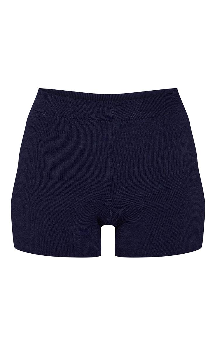 Bleu Marine Short Mini En Maille Compacte Tall