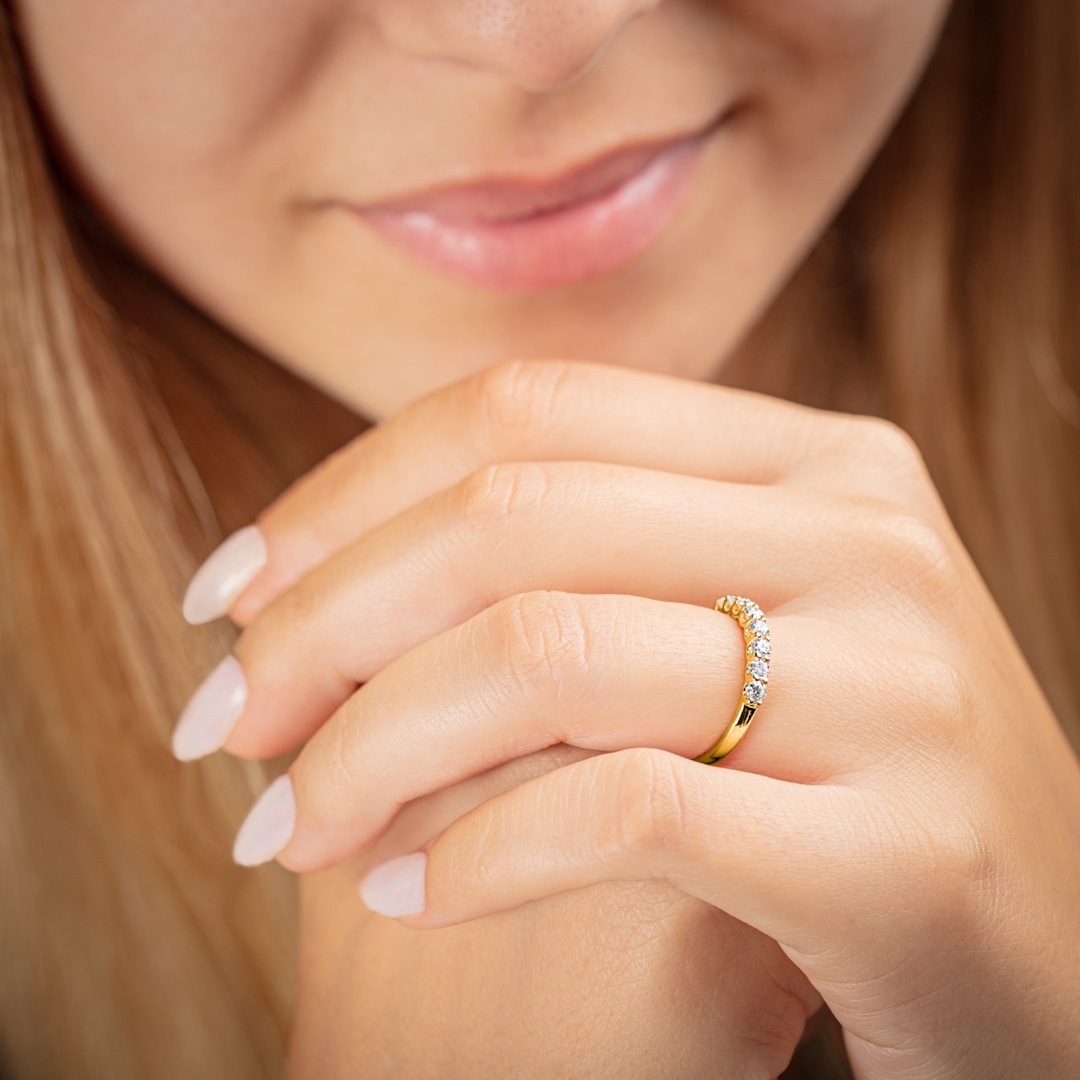 0.50 Karat Diamanten Mémoire Ring 750/18 K Gelbgold