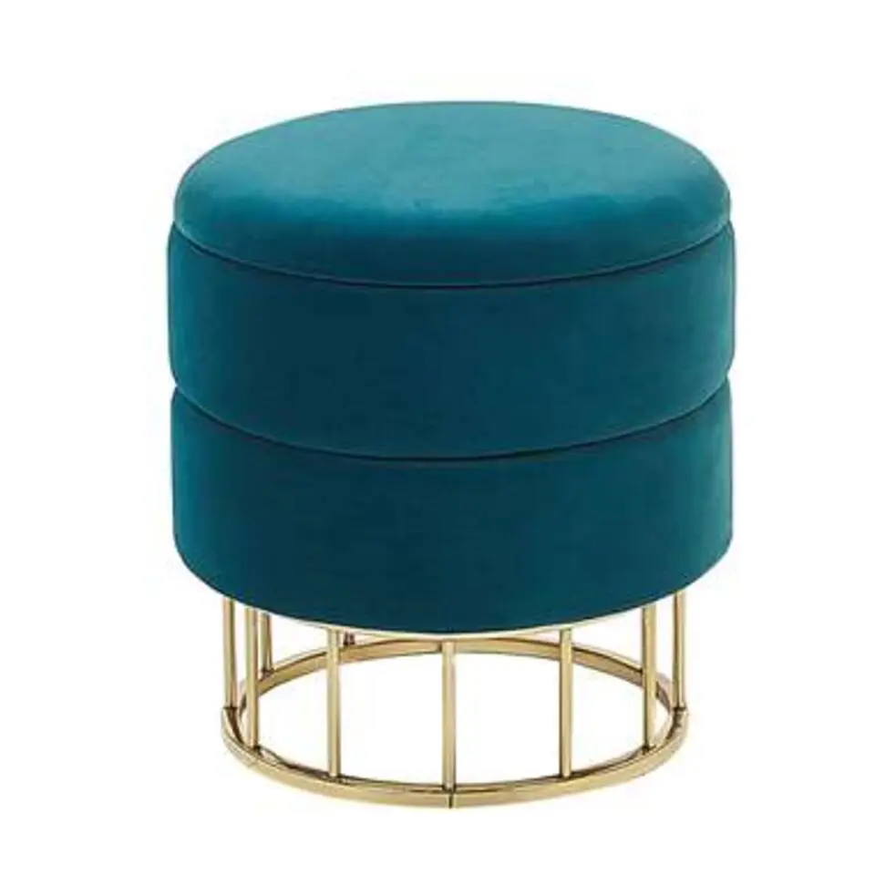 ELGIN - Poef - Blauw - 37 cm - Fluweel