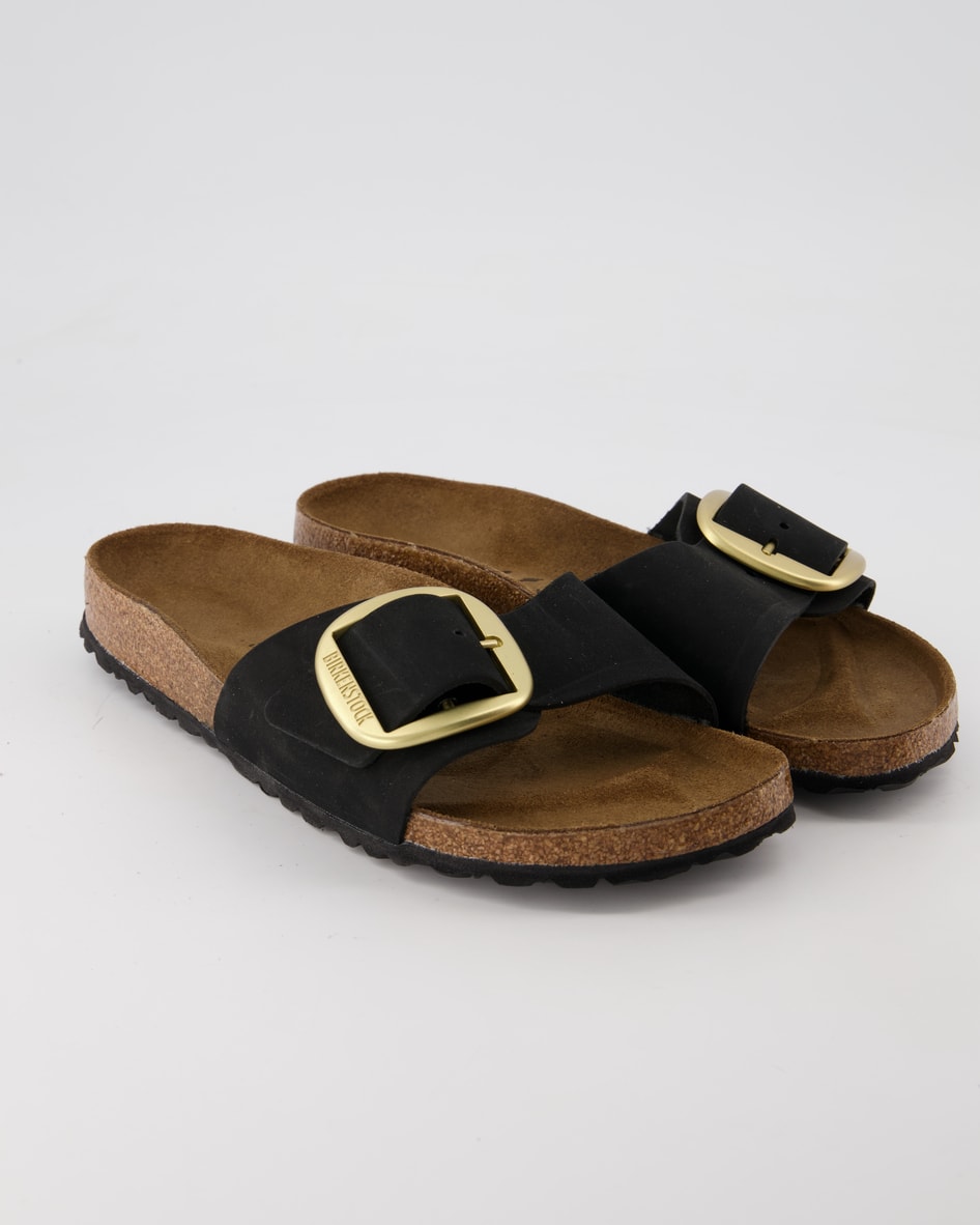 Birkenstock Madrid Big Buckle Pantoletten in Schwarz