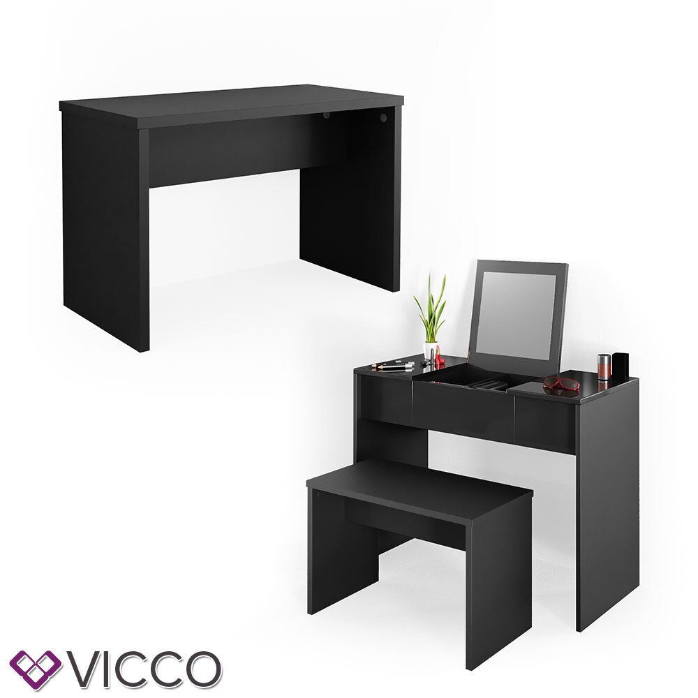 VICCO Universalhocker Bank schwarz - Frisiertisch Kommode Spiegel